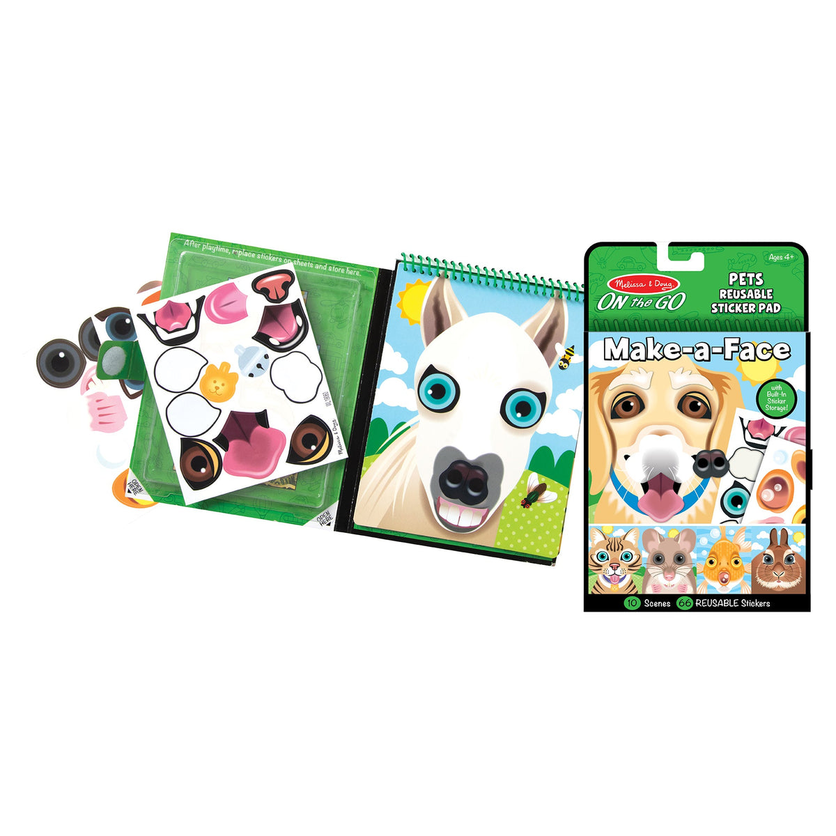 Educational Make-a-Face Pets Reusable Sticker Pad On the Go Travel Activity