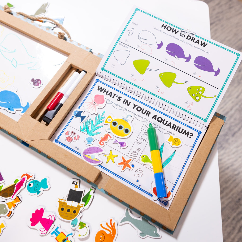 Educational Natural Play Play Draw Create Reusable Drawing & Magnet Kit Ocean
