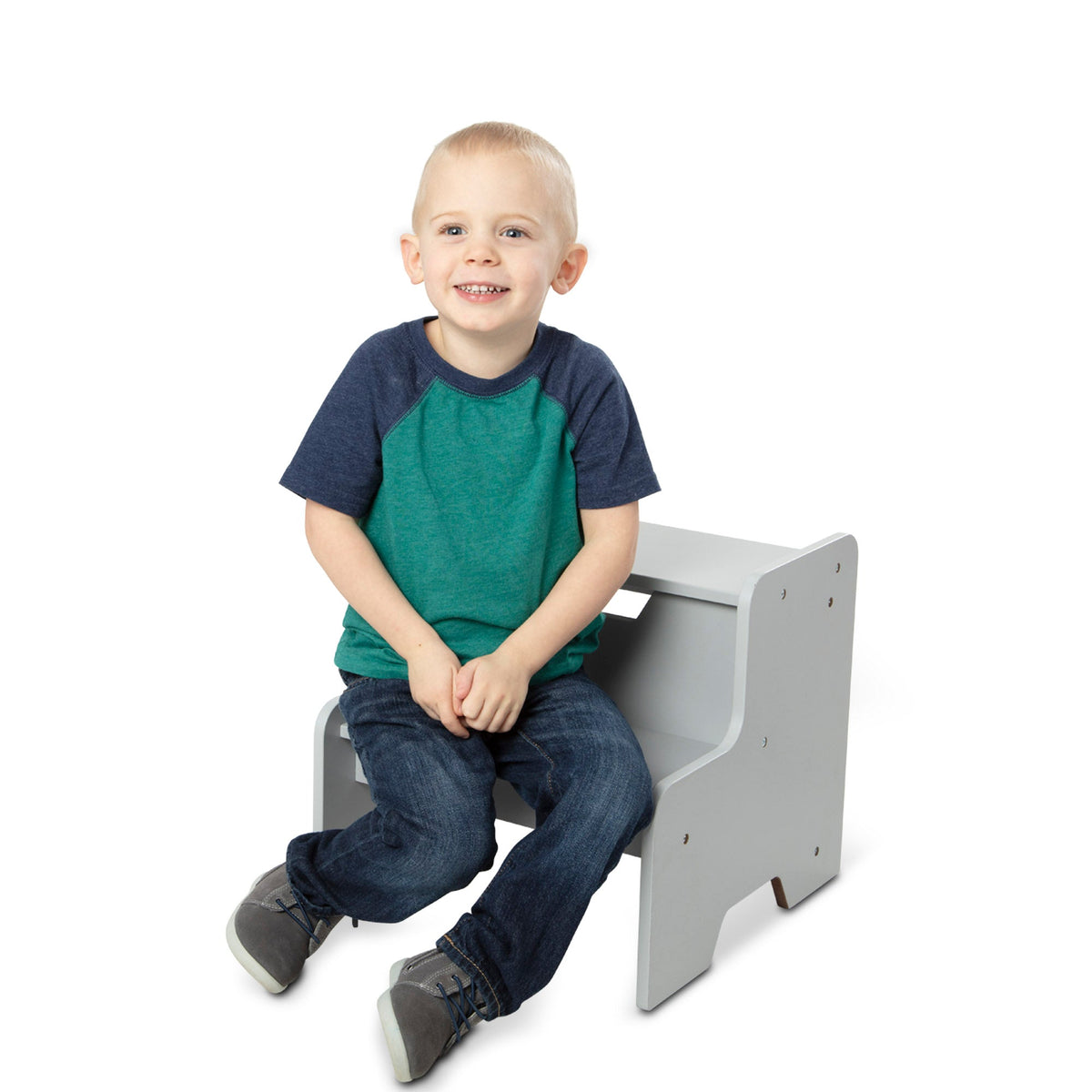 Educational Wooden Step Stool Gray