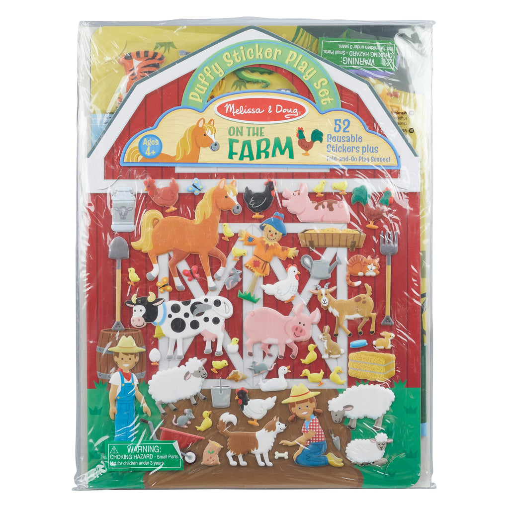 Educational Puffy Sticker Play Set 3-Pack On the Farm Safari Chipmunk House