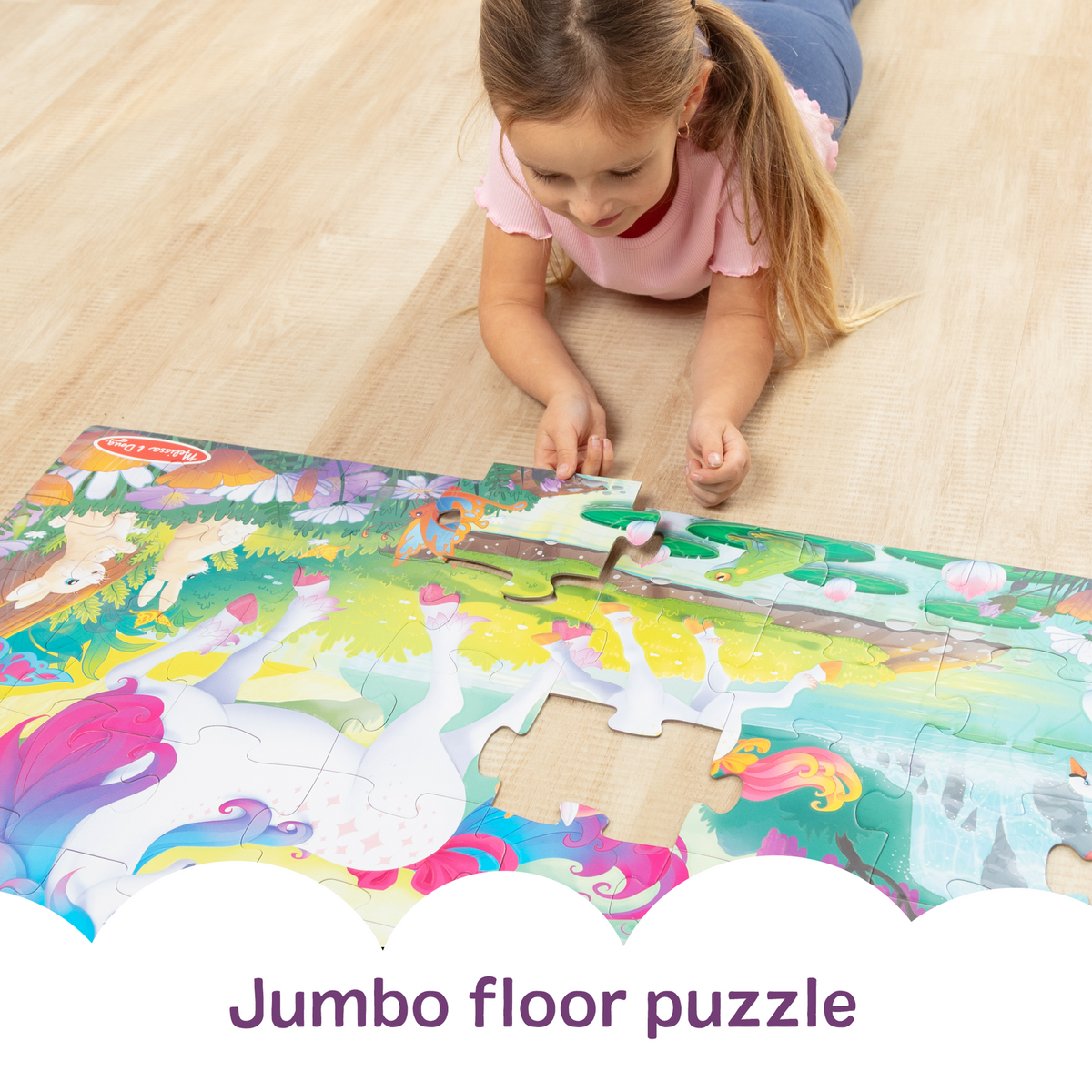 Educational Glow-in-the-Dark Unicorn Floor Puzzle - 48 Pieces